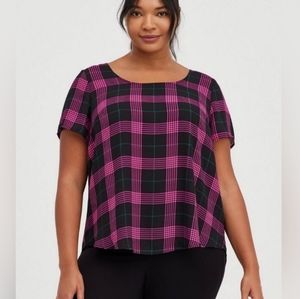 Torrid pink and black plaid blouse size 1
